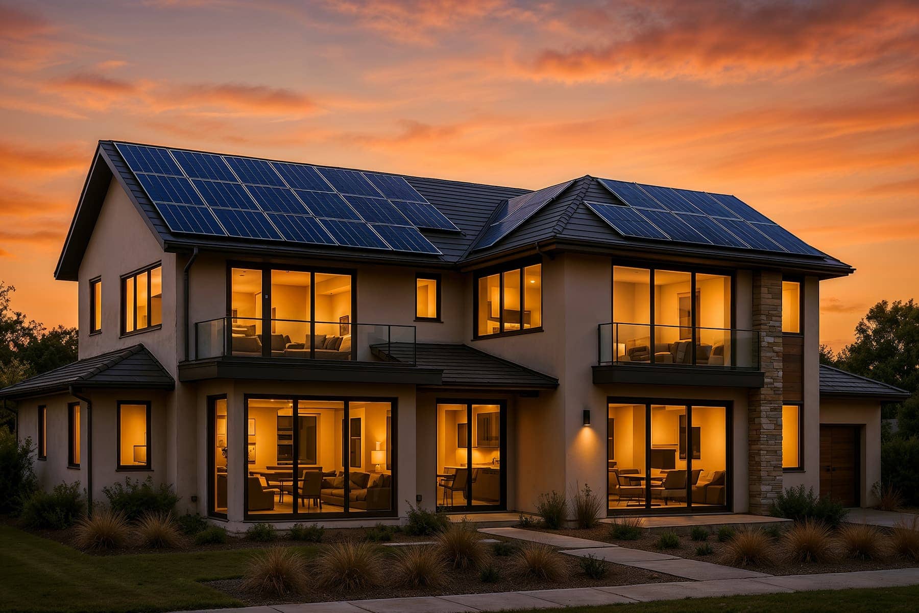 Home with solar panels
